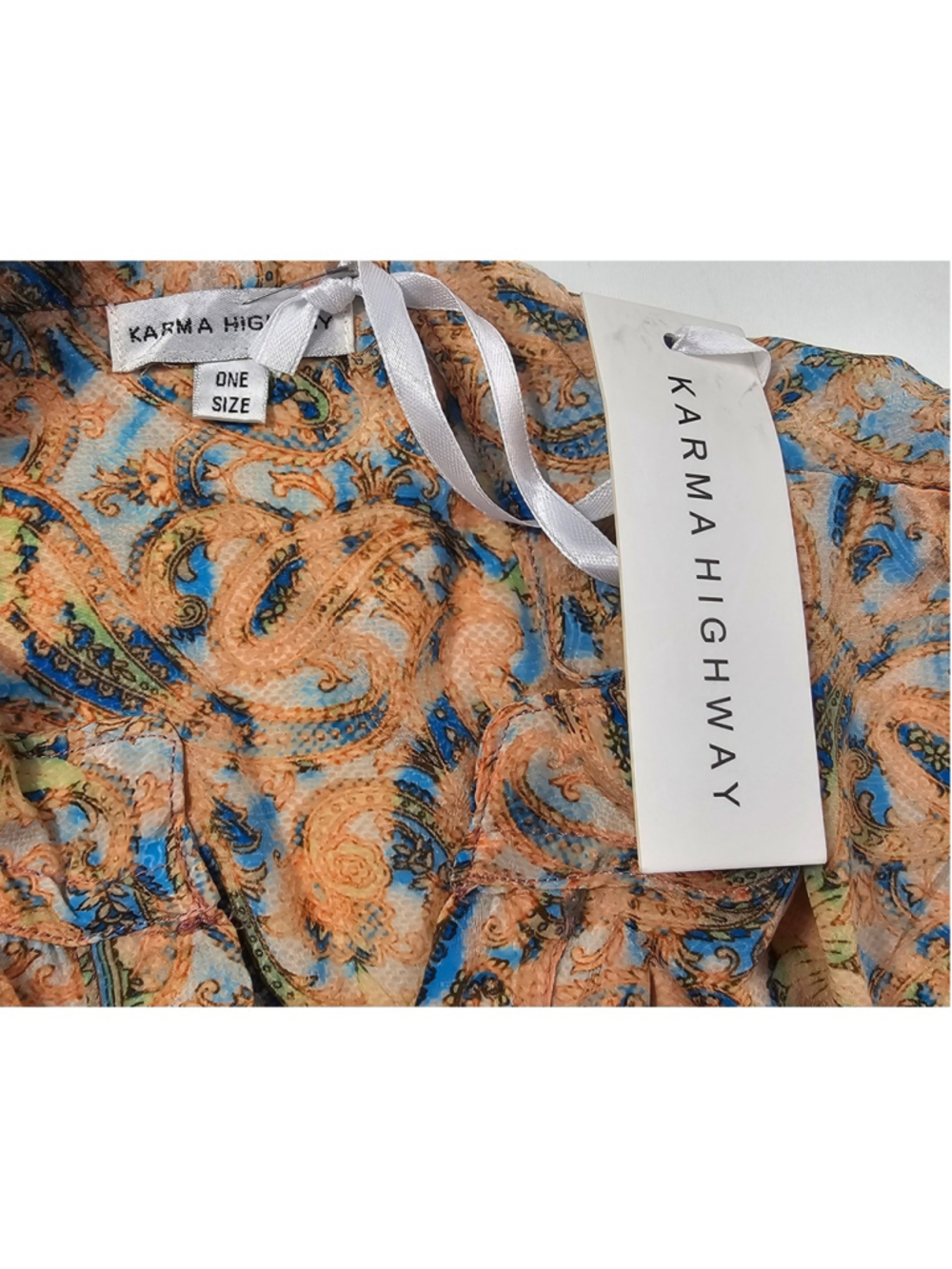 NWT Karma Highway Multicolor Paisley Boho button up Maxi Dress OS milk maid - Picture 6 of 9